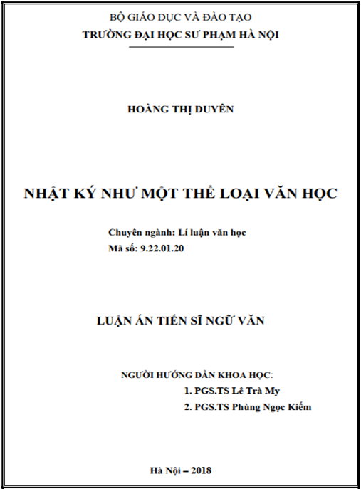 Luận án Nhật kí như một thể loại văn học