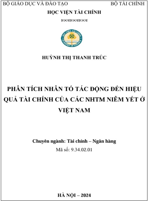 Luận án Phân tích nhân tố tác động đến hiệu quả tài chính của các ngân hàng thương mại niêm yết ở Việt Nam