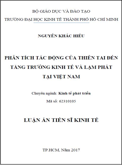 Luận án Phân tích tác động của thiên tai đến tăng trưởng kinh tế và lạm phát tại Việt Nam