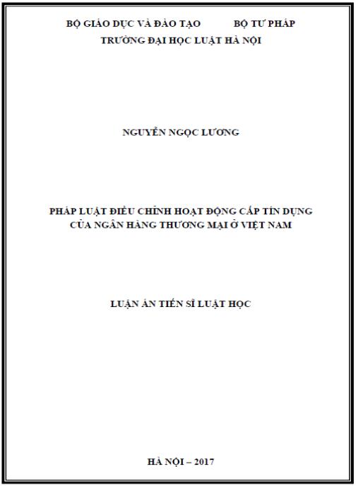 Luận án Pháp luật điều chỉnh hoạt động cấp tín dụng của Ngân hàng thương mại ở Việt Nam