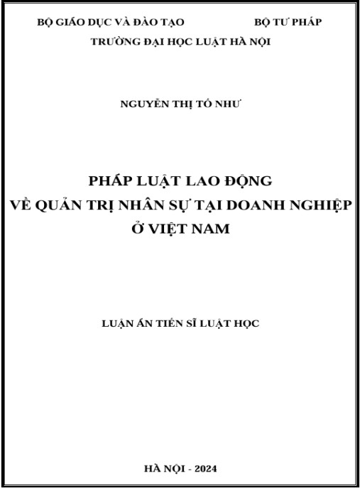 Luận án Pháp luật lao động về quản trị nhân sự tại doanh nghiệp ở Việt Nam