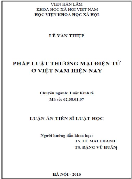 Luận án Pháp luật thương mại điện tử ở Việt Nam hiện nay