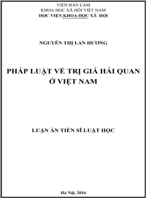 Luận án Pháp luật về giá trị hải quan ở Việt Nam