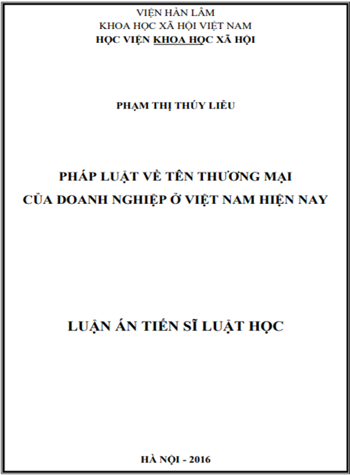Luận án Pháp luật về tên thương mại của doanh nghiệp ở Việt Nam hiện nay