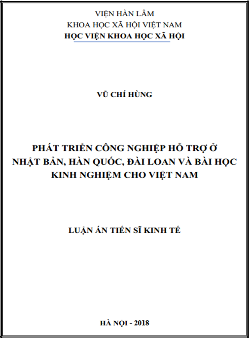 Luận án Phát triển công nghiệp hỗ trợ ở Nhật Bản – Hàn Quốc – Đài Loan và bài học kinh nghiệm cho Việt Nam