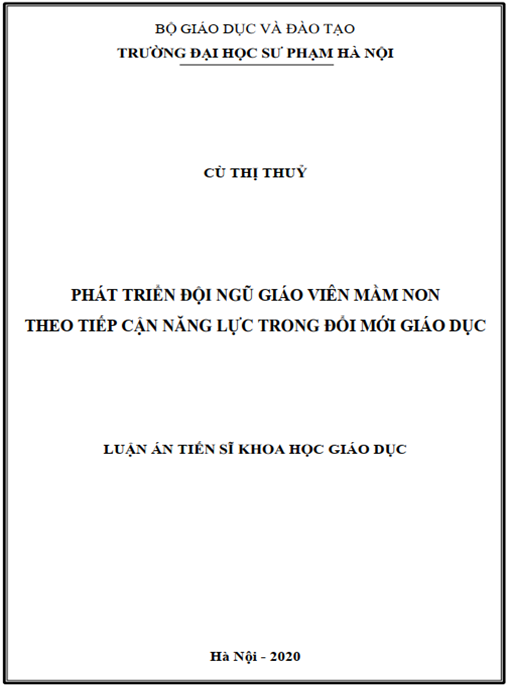 Luận án Phát triển đội ngũ giáo viên mầm non theo tiếp cận năng lực trong đổi mới giáo dục