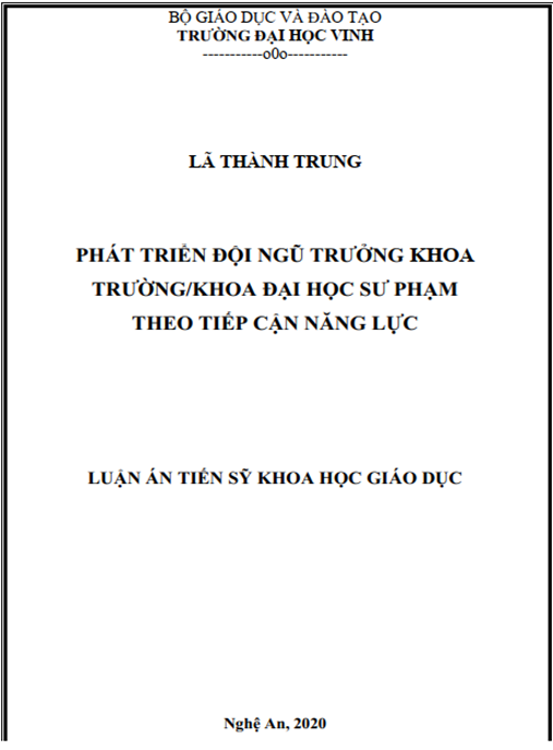 Luận án Phát triển đội ngũ trưởng khoa trường – khoa đại học sư phạm theo tiếp cận năng lực