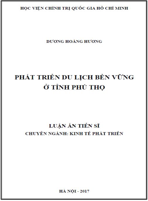Luận án Phát triển du lịch bền vững ở tỉnh Phú Thọ