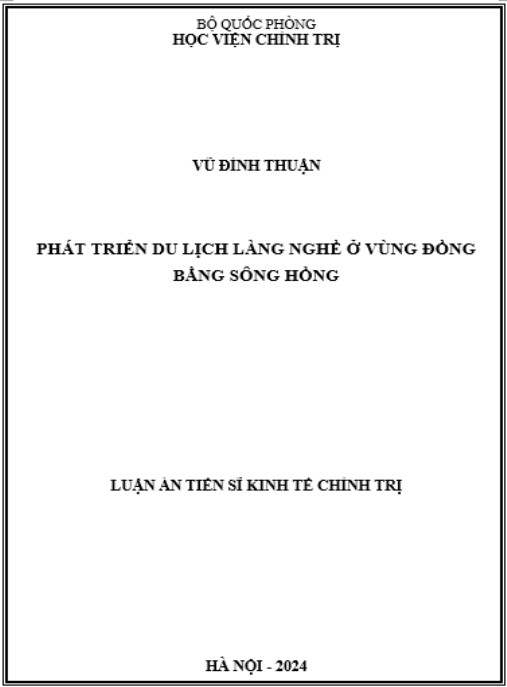 Luận án Phát triển du lịch làng nghề ở vùng Đồng bằng sông Hồng
