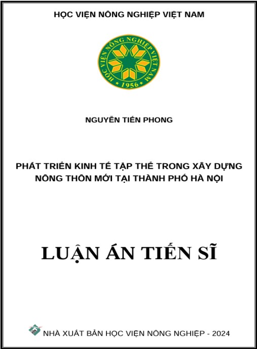 Luận án Phát triển kinh tế tập thể trong xây dựng nông thôn mới tại thành phố Hà Nội.