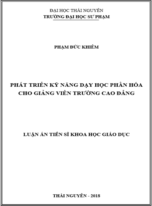 Luận án Phát triển kỹ năng dạy học phân hóa cho giảng viên trường cao đẳng