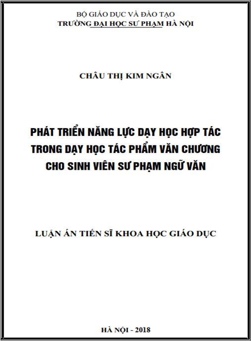 Luận án Phát triển năng lực dạy học hợp tác trong dạy học tác phẩm văn chương cho sinh viên sư phạm ngữ văn