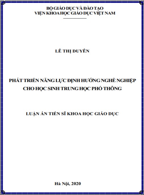 Luận án Phát triển năng lực định hướng nghề nghiệp cho học sinh trung học phổ thông