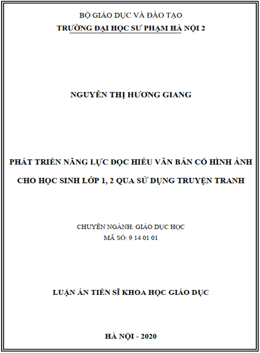 Luận án Phát triển năng lực đọc hiểu văn bản có hình ảnh cho học sinh lớp 1, 2 qua sử dụng truyện tranh