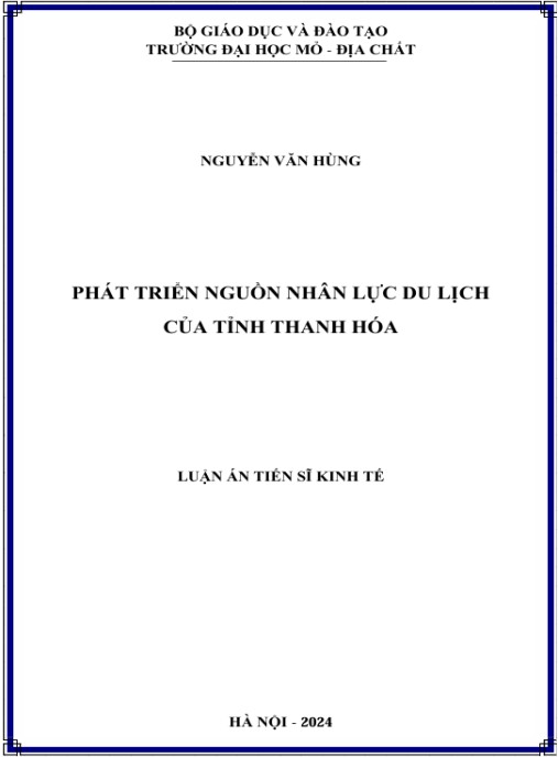 Luận án Phát triển nguồn nhân lực du lịch của tỉnh Thanh Hóa