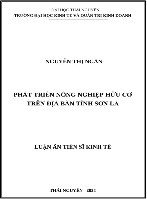 Luận án Phát triển nông nghiệp hữu cơ trên địa bàn tỉnh Sơn La