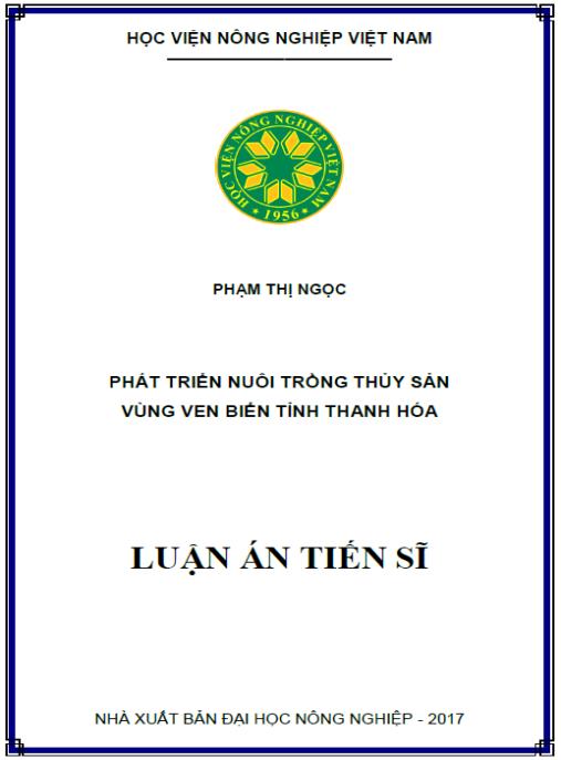 Luận án Phát triển nuôi trồng thủy sản vùng ven biển tỉnh Thanh Hóa