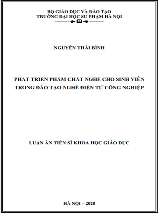 Luận án Phát triển phẩm chất nghề cho sinh viên trong đào tạo nghề Điện tử công nghiệp.