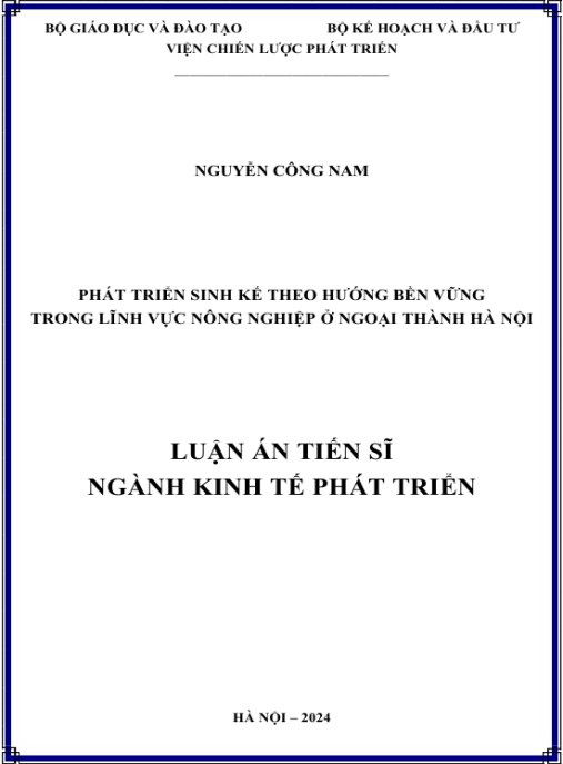 Luận án Phát triển sinh kế theo hướng bền vững trong lĩnh vực công nghiệp ở ngoại thành Hà Nội