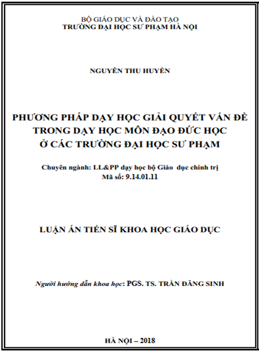 Luận án Phương pháp dạy học giải quyết vấn đề trong dạy học môn Đạo đức học ở các trường Đại học Sư phạm