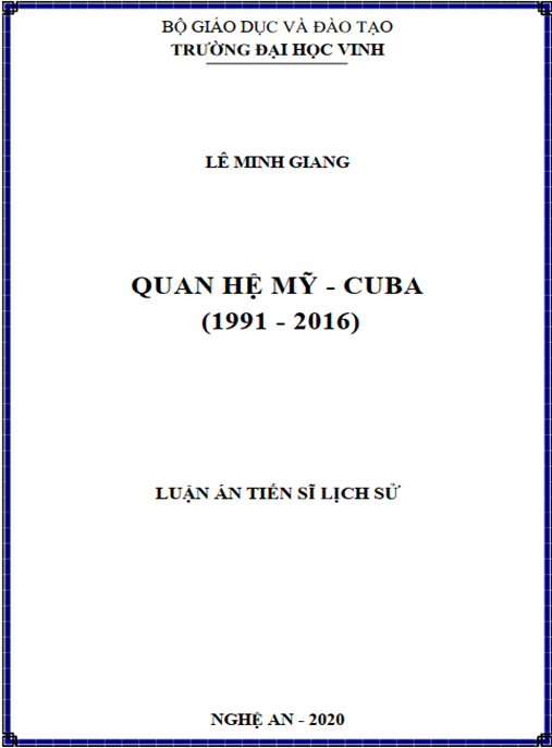 Luận án Quan hệ Mỹ – Cuba (1991 – 2016)