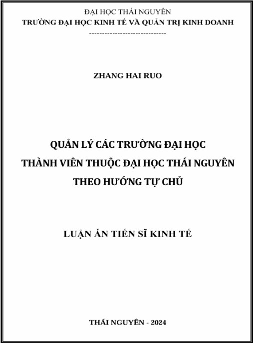 Luận án Quản lý các trường đại học thành viên thuộc Đại học Thái Nguyên theo hướng tự chủ