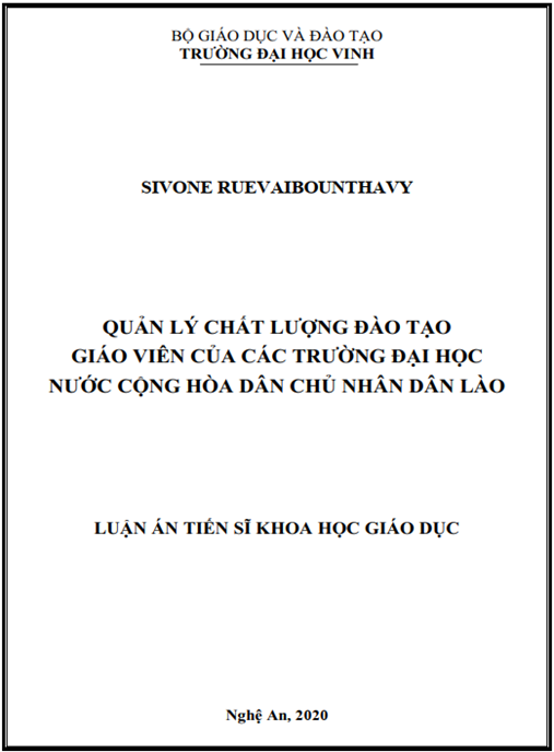 Luận án Quản lý chất lượng đào tạo giáo viên của các trường đại học nước Cộng hòa Dân chủ Nhân dân Lào