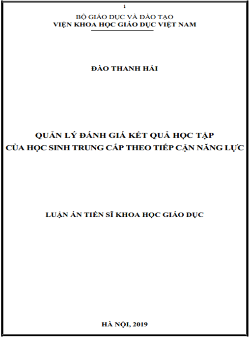 Luận án Quản lý đánh giá kết quả học tập của học sinh trung cấp theo tiếp cận năng lực