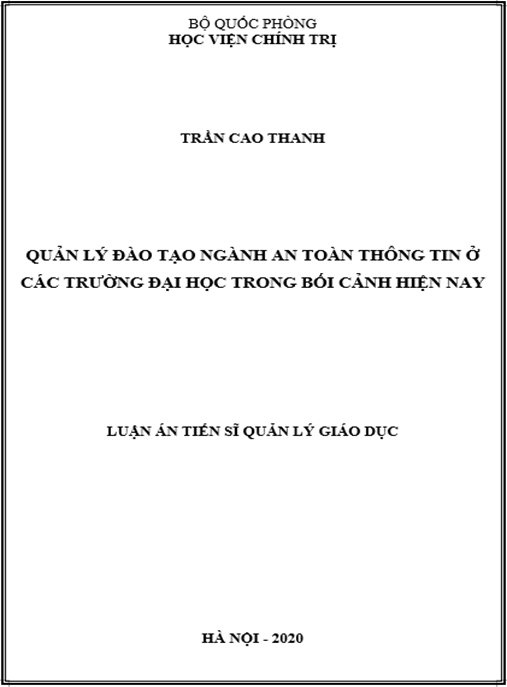 Luận án Quản lý đào tạo ngành An toàn thông tin ở các trường đại học trong bối cảnh hiện nay