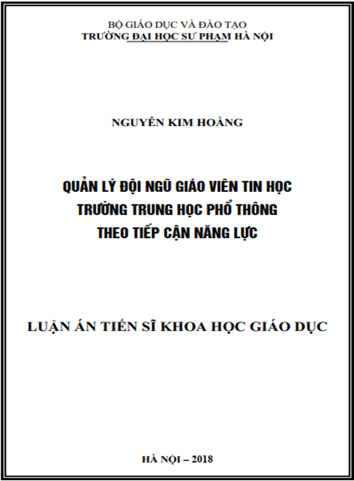 Luận án Quản lý đội ngũ giáo viên tin học trường trung học phổ thông theo tiếp cận năng lực