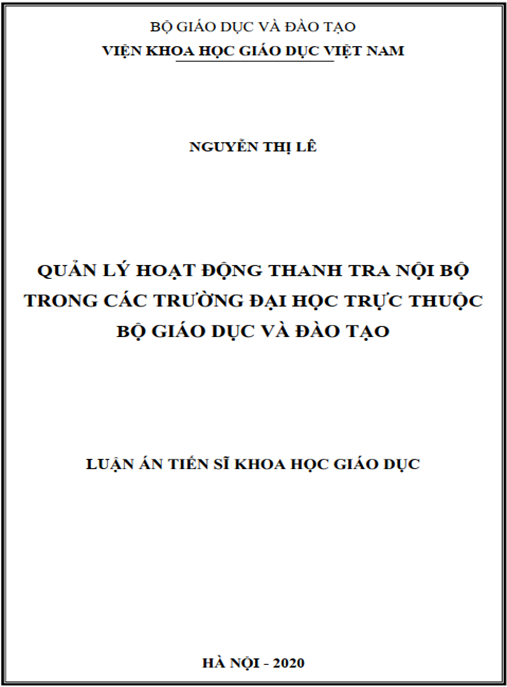 Luận án Quản lý hoạt động thanh tra nội bộ trong các trường đại học trực thuộc Bộ Giáo dục và Đào tạo