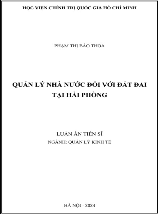 Luận án Quản lý nhà nước đối với đất đai tại Hải Phòng