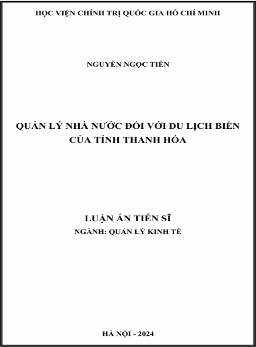 Luận án Quản lý nhà nước đối với du lịch biển của tỉnh Thanh Hóa