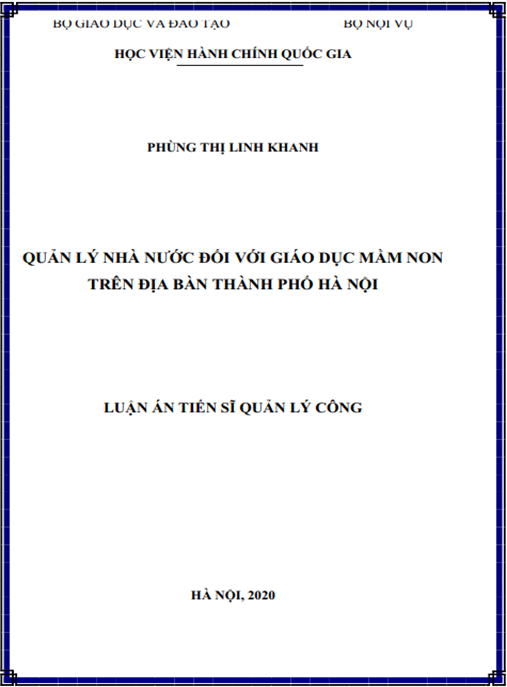 Luận án Quản lý nhà nước đối với giáo dục mầm non trên địa bàn thành phố Hà Nội