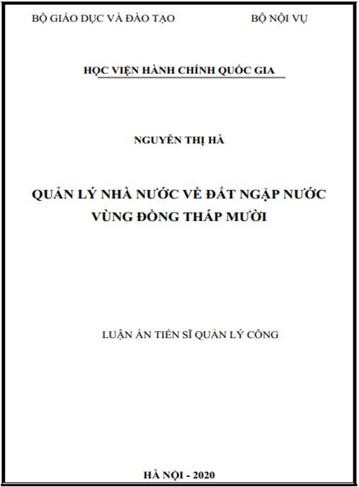 Luận án Quản lý nhà nước về đất ngập nước vùng Đồng Tháp Mười
