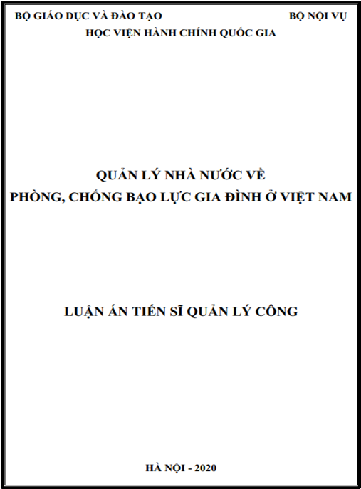 Luận án Quản lý nhà nước về phòng, chống bạo lực gia đình ở Việt Nam