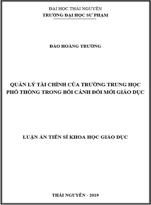Luận án Quản lý tài chính của trường trung học phổ thông trong bối cảnh đổi mới giáo dục