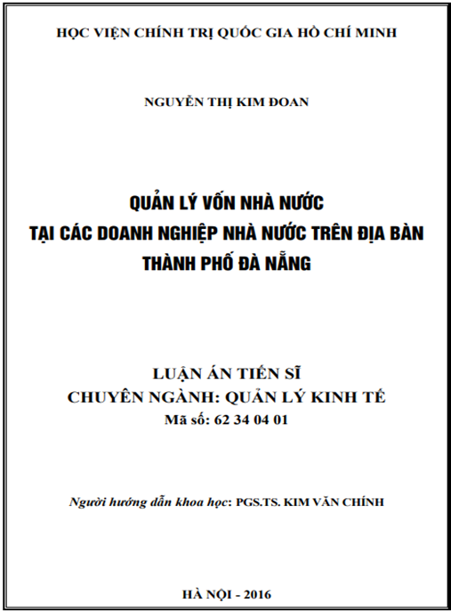 Luận án Quản lý vốn nhà nước tại các doanh nghiệp nhà nước trên địa bàn thành phố Đà Nẵng