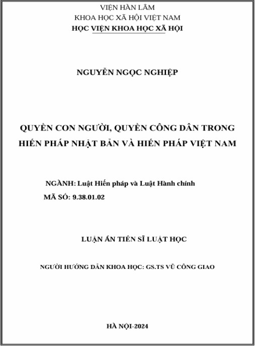 Luận án Quyền con người, quyền công dân trong Hiến pháp Nhật Bản và Hiến pháp Việt Nam