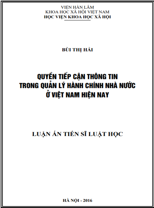 Luận án Quyền tiếp cận thông tin trong quản lý hành chính nhà nước ở Việt Nam hiện nay