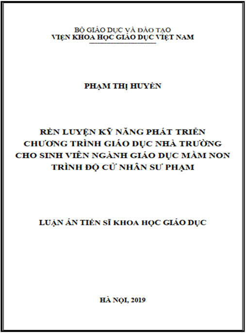 Luận án Rèn luyện kỹ năng phát triển chương trình giáo dục nhà trường cho sinh viên ngành giáo dục mầm non trình độ cử nhân sư phạm