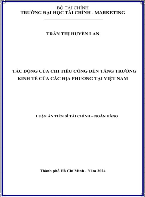 Luận án Tác động của chi tiêu công đến tăng trưởng kinh tế của các địa phương tại Việt Nam
