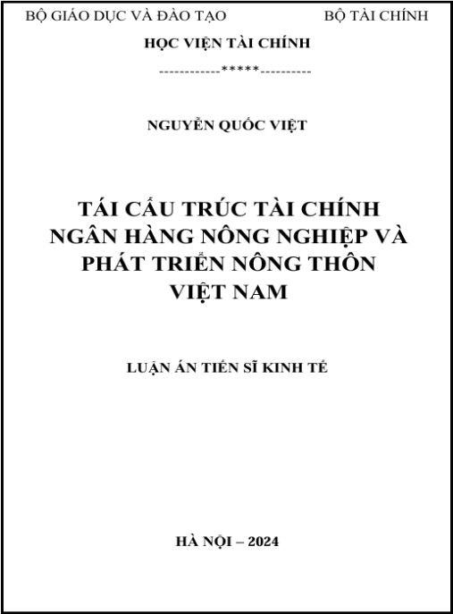Luận án Tái cấu trúc tài chính ngân hàng Nông nghiệp và Phát triển Nông thôn Việt Nam