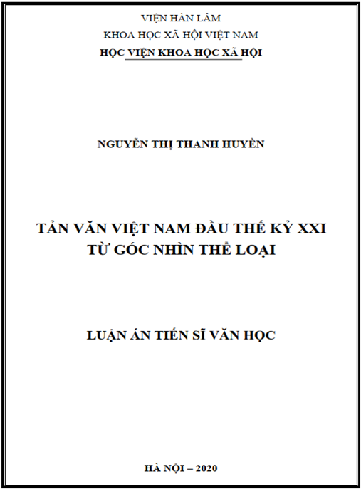 Luận án Tản văn Việt Nam đầu thế kỷ XXI từ góc nhìn thể loại