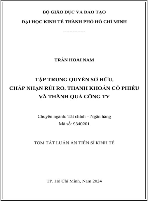 Luận án Tập Trung Quyền Sở Hữu, Chấp Nhận Rủi Ro, Thanh Khoản Cổ Phiếu Và Thành Quả Công Ty