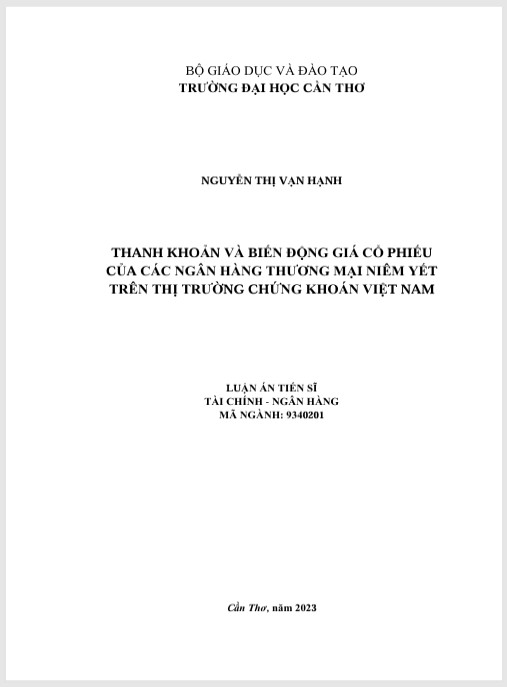 Luận án Thanh khoản và biến động giá cổ phiếu của các ngân hàng thương mại niêm yết trên thị trường chứng khoán Việt Nam