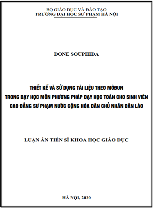 Luận án Thiết kế và sử dụng tài liệu theo mô đun trong dạy học môn Phương pháp dạy học Toán cho sinh viên Cao đẳng Sư phạm nước Cộng hòa dân chủ nhân dân Lào