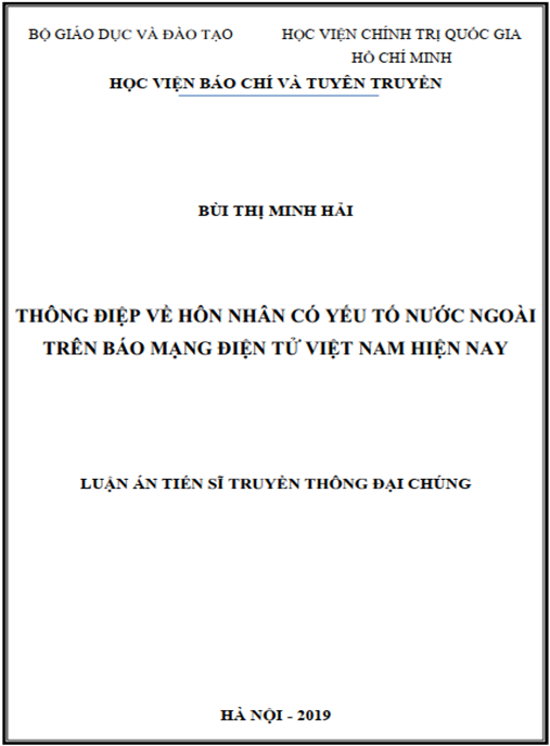 Luận án Thông điệp về hôn nhân có yếu tố nước ngoài trên báo mạng điện tử việt nam hiện nay