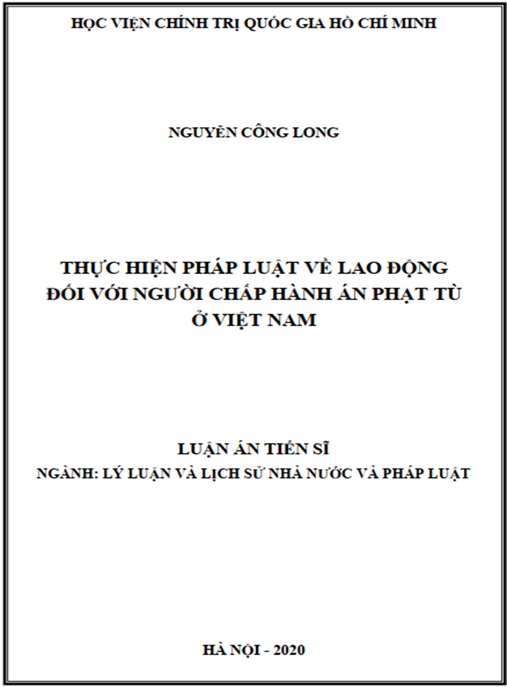 Luận án Thực hiện pháp luật về lao động đối với người chấp hành án phạt tù ở Việt Nam