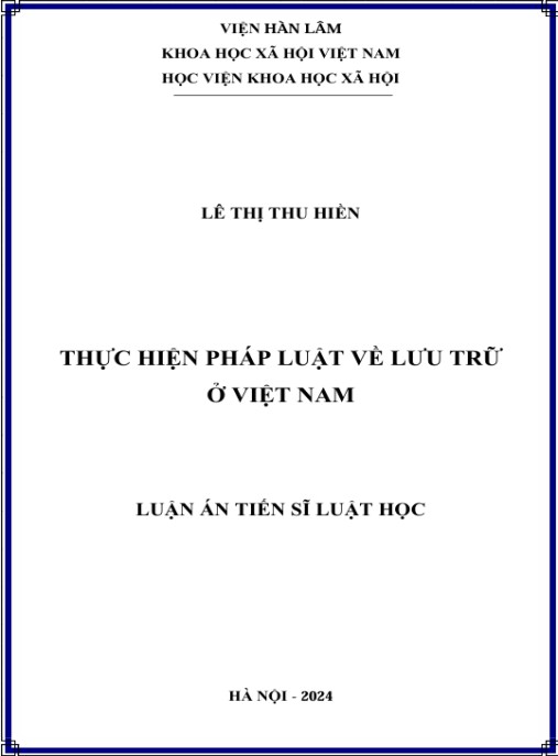 Luận án Thực hiện pháp luật về lưu trữ ở Việt Nam